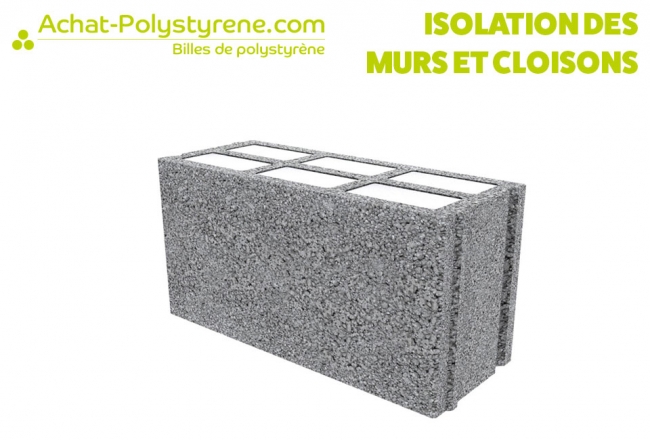 Billes de polystyrène recyclé pour isolation des murs